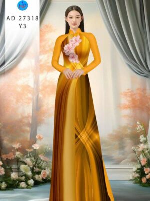 Vải Áo Dài Hoa In 3D AD 27318