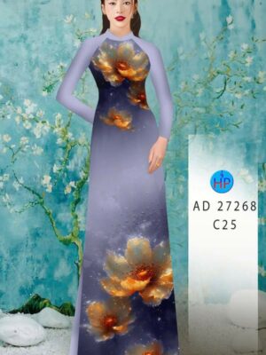 Vải Áo Dài Hoa In 3D AD 27268
