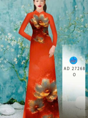 Vải Áo Dài Hoa In 3D AD 27268
