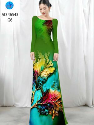 Vải Áo Dài In Hình Lá AD 46543