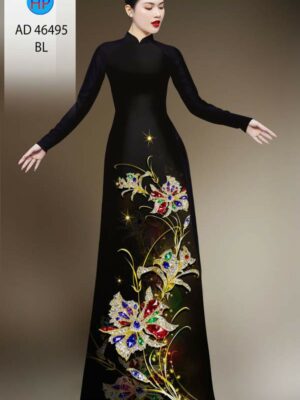 Vải Áo Dài Hoa In 3D AD 46495