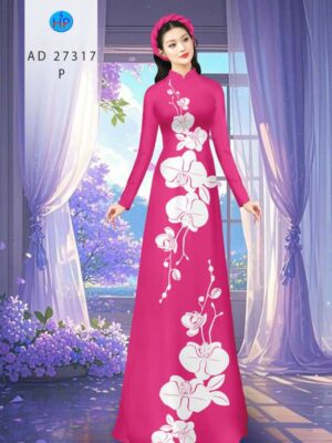 Vải Áo Dài Hoa In 3D AD 27317