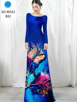 Vải Áo Dài In Hình Lá AD 46543