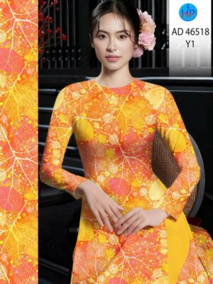 Vải Áo Dài Hoa In 3D AD 46518