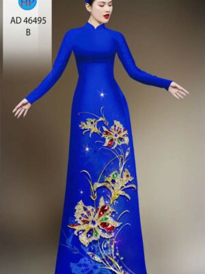 Vải Áo Dài Hoa In 3D AD 46495