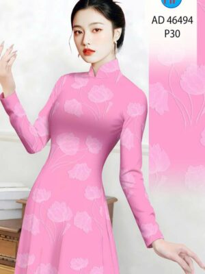 Vải Áo Dài Hoa In 3D AD 46494