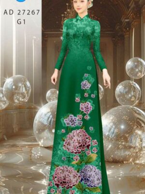 Vải Áo Dài Hoa In 3D AD 27267