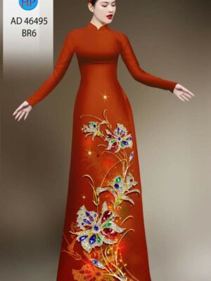 Vải Áo Dài Hoa In 3D AD 46495