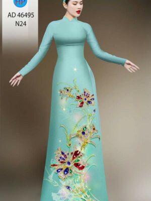 Vải Áo Dài Hoa In 3D AD 46495