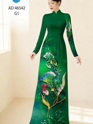 Vải Áo Dài Hoa In 3D AD 46542