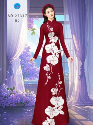 Vải Áo Dài Hoa In 3D AD 27317