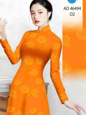 Vải Áo Dài Hoa In 3D AD 46494