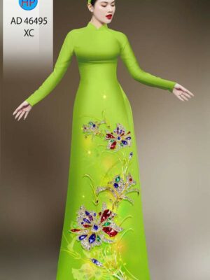 Vải Áo Dài Hoa In 3D AD 46495