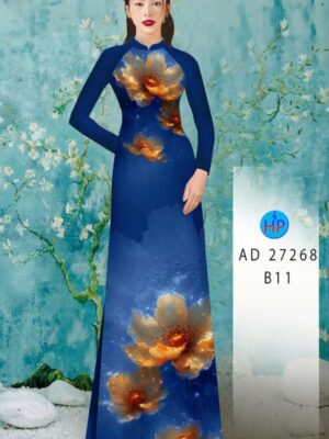 Vải Áo Dài Hoa In 3D AD 27268