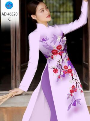 Vải Áo Dài Hoa In 3D AD 46520