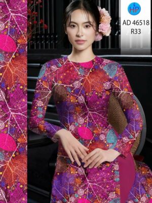 Vải Áo Dài Hoa In 3D AD 46518