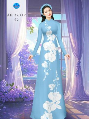 Vải Áo Dài Hoa In 3D AD 27317