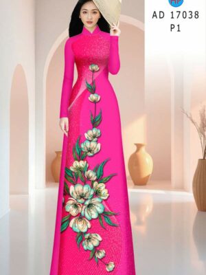 Vải Áo Dài Hoa In 3D AD 17038