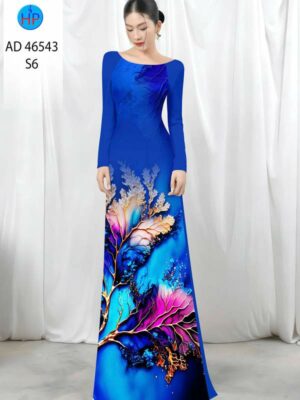 Vải Áo Dài In Hình Lá AD 46543