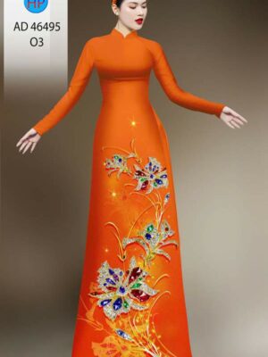 Vải Áo Dài Hoa In 3D AD 46495