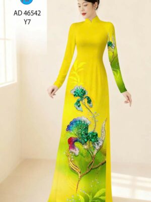 Vải Áo Dài Hoa In 3D AD 46542