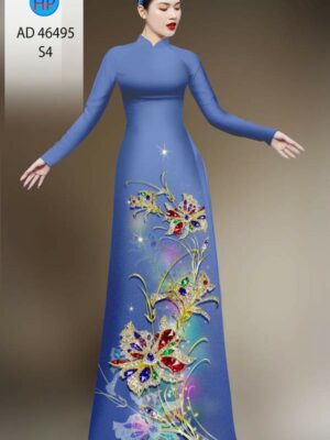 Vải Áo Dài Hoa In 3D AD 46495