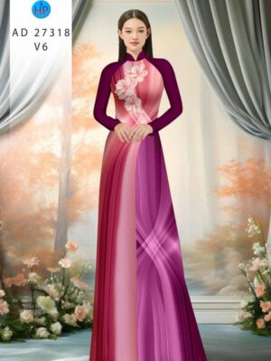 Vải Áo Dài Hoa In 3D AD 27318