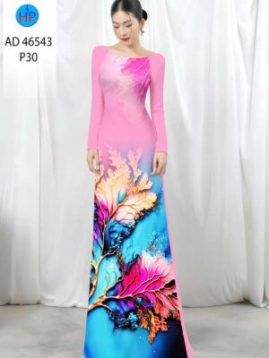Vải Áo Dài In Hình Lá AD 46543