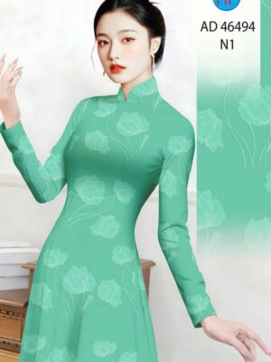 Vải Áo Dài Hoa In 3D AD 46494