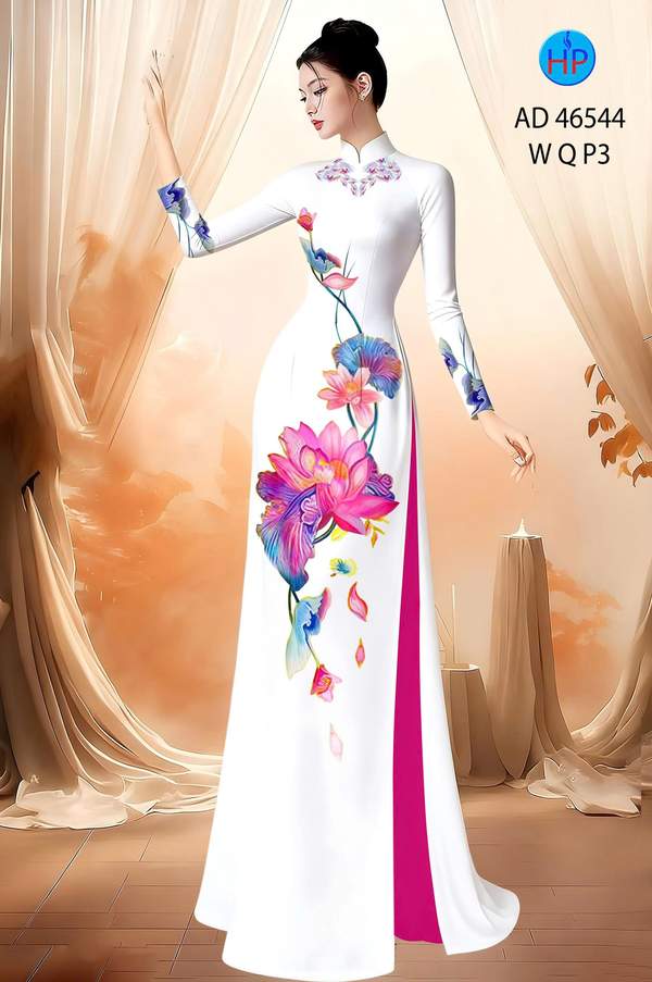 Vải Áo Dài Hoa Sen AD 46544
