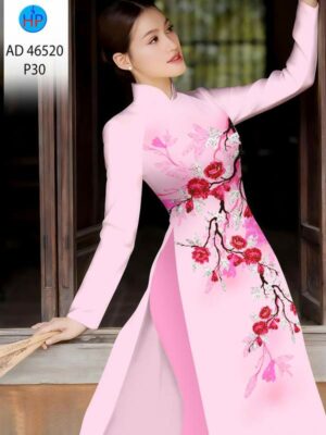 Vải Áo Dài Hoa In 3D AD 46520