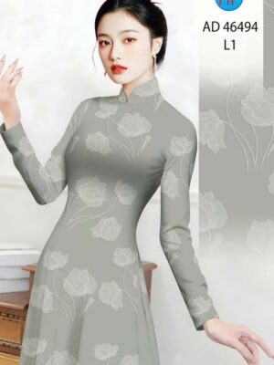Vải Áo Dài Hoa In 3D AD 46494