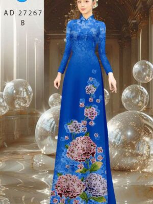 Vải Áo Dài Hoa In 3D AD 27267