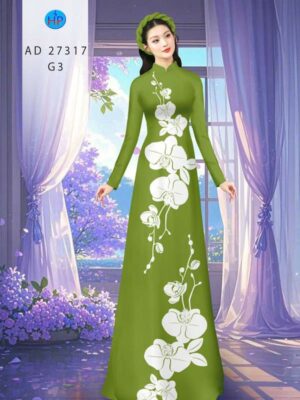 Vải Áo Dài Hoa In 3D AD 27317