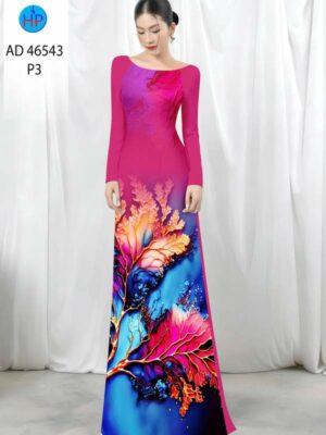 Vải Áo Dài In Hình Lá AD 46543