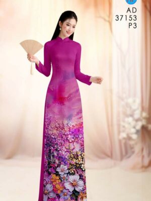 Vải Áo Dài Hoa In 3D AD 37153