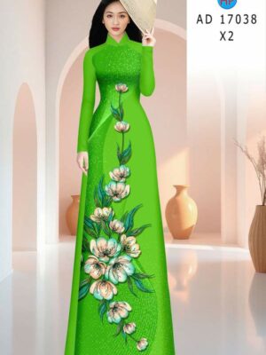 Vải Áo Dài Hoa In 3D AD 17038