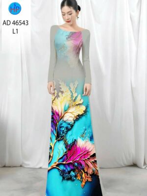 Vải Áo Dài In Hình Lá AD 46543