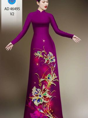Vải Áo Dài Hoa In 3D AD 46495
