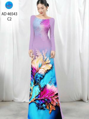 Vải Áo Dài In Hình Lá AD 46543