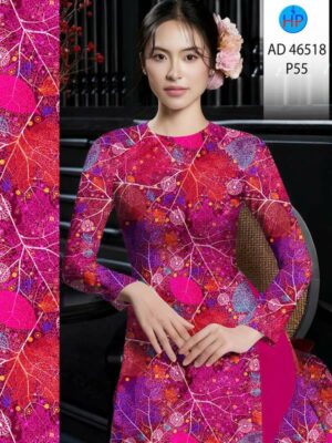 Vải Áo Dài Hoa In 3D AD 46518