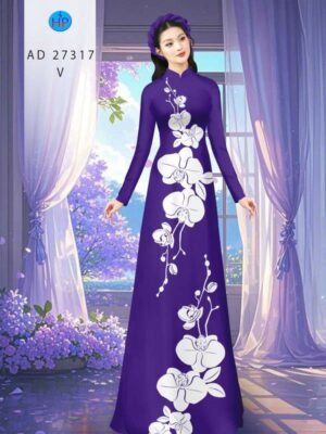 Vải Áo Dài Hoa In 3D AD 27317