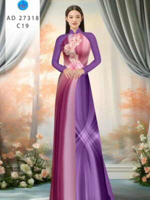 Vải Áo Dài Hoa In 3D AD 27318