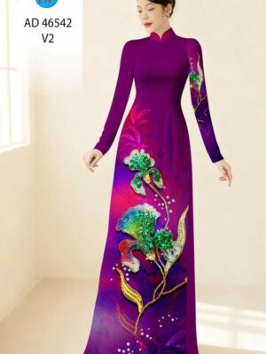 Vải Áo Dài Hoa In 3D AD 46542