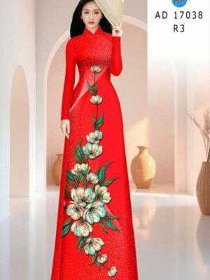 Vải Áo Dài Hoa In 3D AD 17038