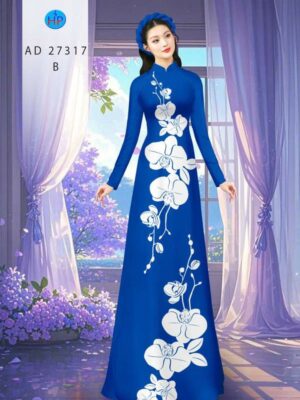 Vải Áo Dài Hoa In 3D AD 27317