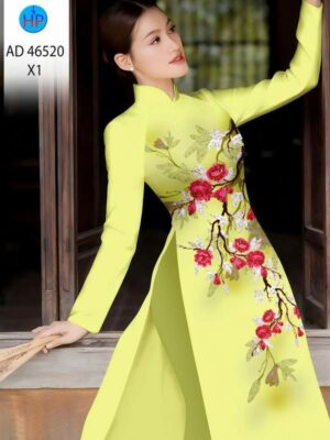 Vải Áo Dài Hoa In 3D AD 46520