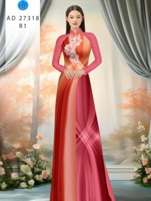 Vải Áo Dài Hoa In 3D AD 27318