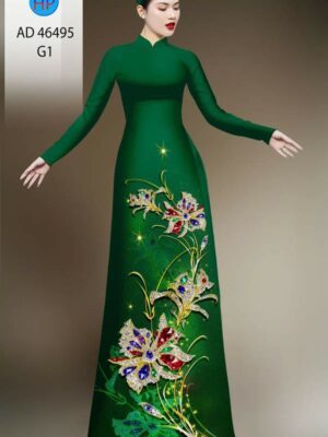 Vải Áo Dài Hoa In 3D AD 46495