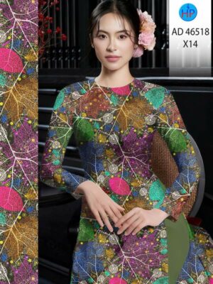 Vải Áo Dài Hoa In 3D AD 46518